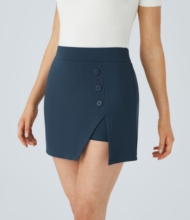High Waisted Decorative 2-in-1 Mini Work Skirt