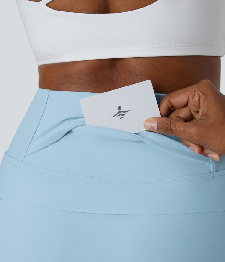 Plain 2-in-1 Back Waistband Pocket Dance Skirt