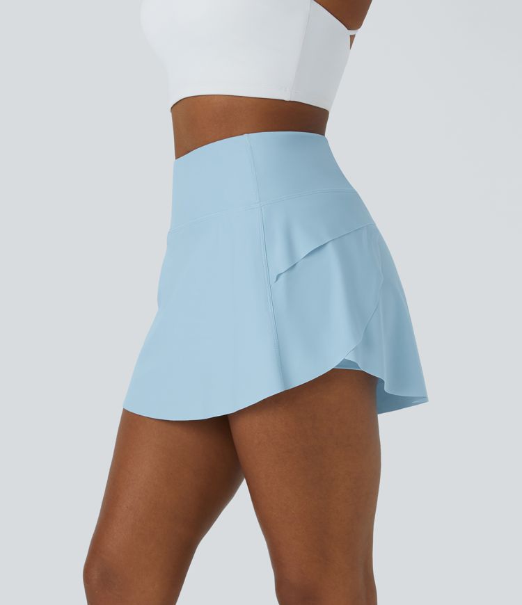 Plain 2-in-1 Back Waistband Pocket Dance Skirt
