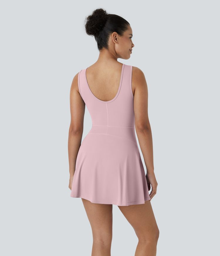 Backless 2-in-1 Pocket Mini Flare Golf Active Dress