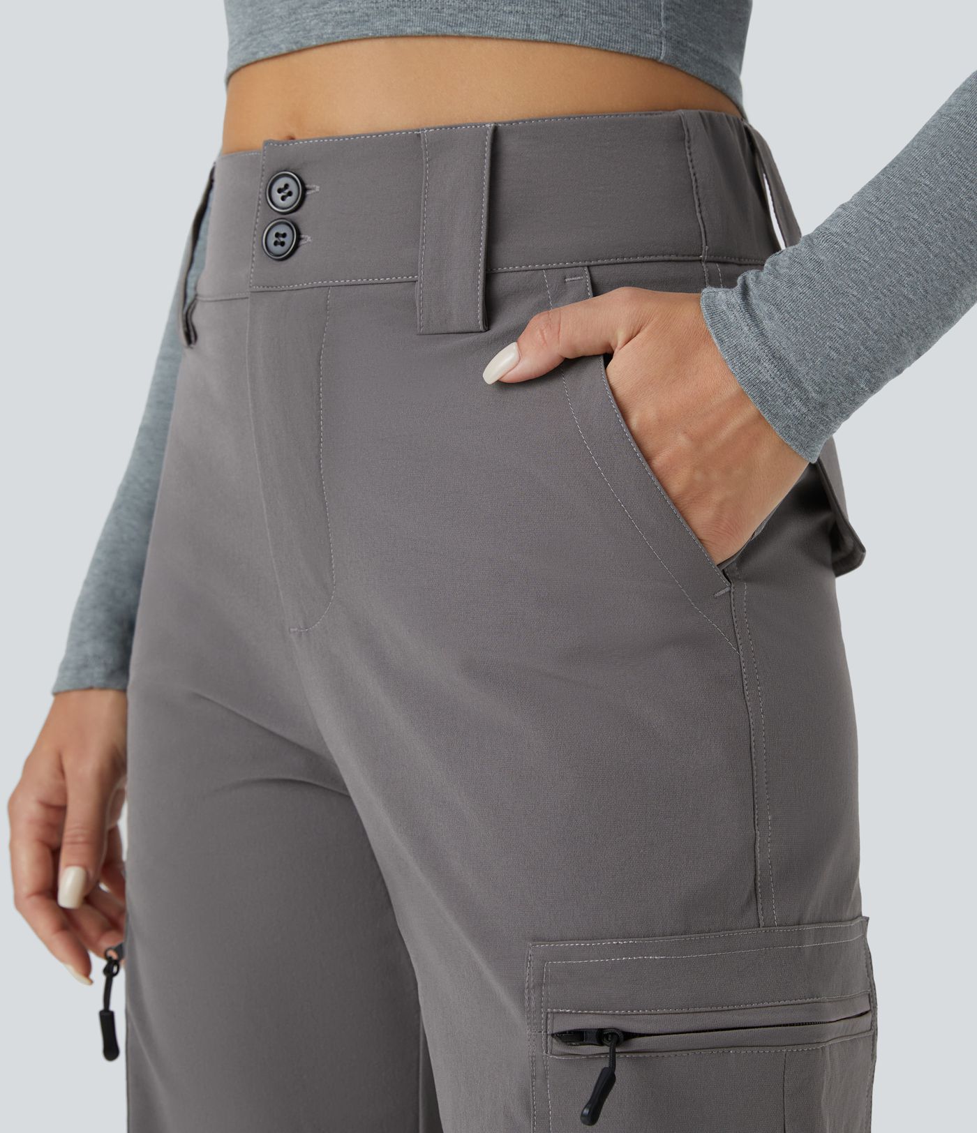 Mid Rise Zipper Pockets Casual Cargo Joggers