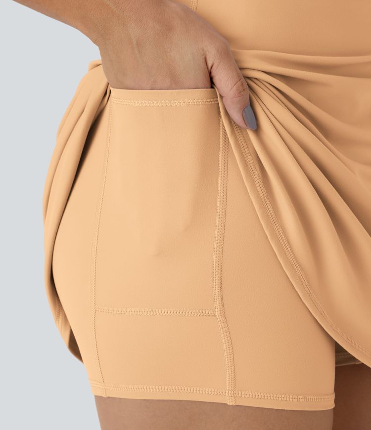 SoftlyZero™ Plush Halter 2-in-1 Pocket Mini Slip Active Dress