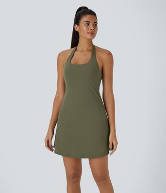 Softlyzero™ Plush - Rückenfreies 2-in-1 Aktiv-Minikleid mit Seitentaschen und Neckholder