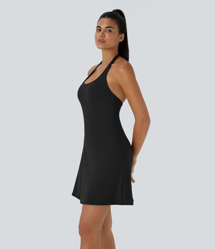 Softlyzero™ Plush Halter Backless 2-in-1 Pocket Mini Slip Active Dress
