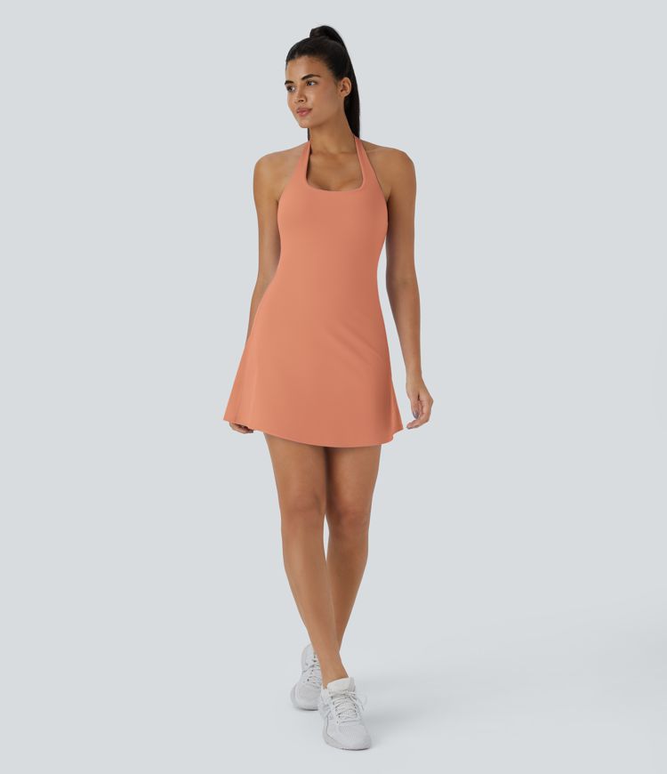 SoftlyZero™ Plush Halter 2-in-1 Pocket Mini Slip Active Dress