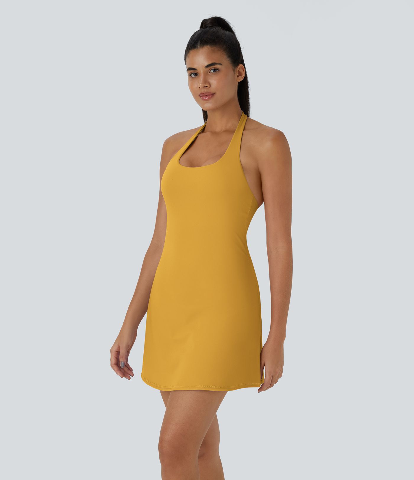 Softlyzero™ Plush Halter Backless 2-in-1 Pocket Mini Slip Active Dress