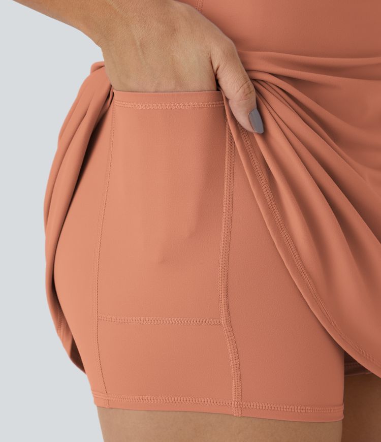 SoftlyZero™ Plush Halter 2-in-1 Pocket Mini Slip Active Dress