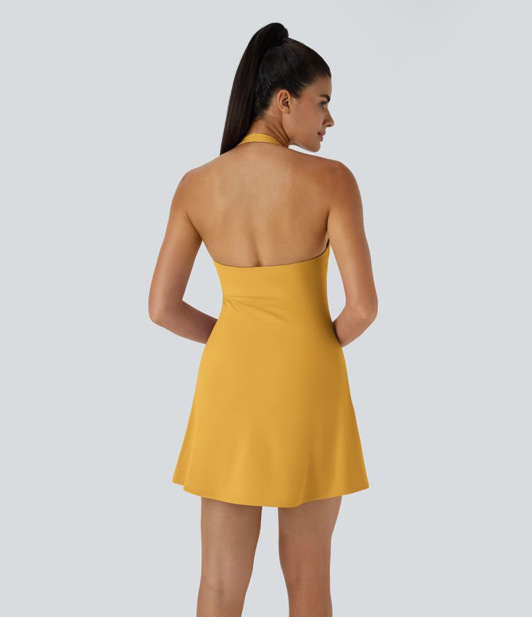 Softlyzero™ Plush Halter Backless 2-in-1 Pocket Mini Slip Active Dress