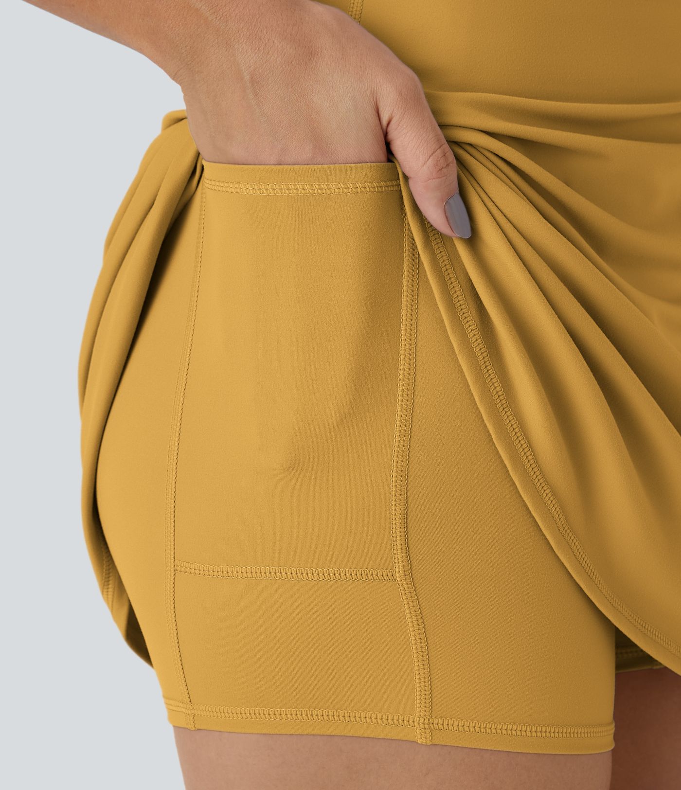 Softlyzero™ Plush Halter Backless 2-in-1 Pocket Mini Slip Active Dress