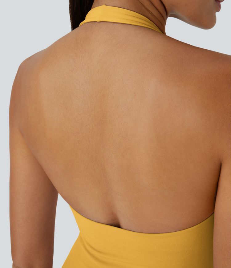 Softlyzero™ Plush Halter Backless 2-in-1 Pocket Mini Slip Active Dress