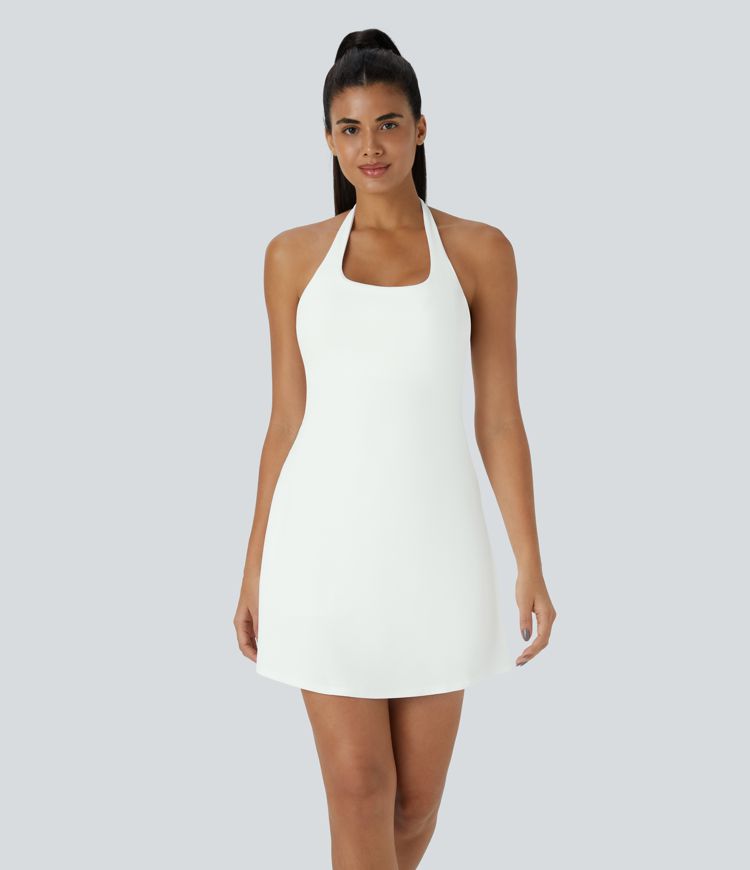 SoftlyZero™ Plush Halter 2-in-1 Pocket Mini Slip Active Dress