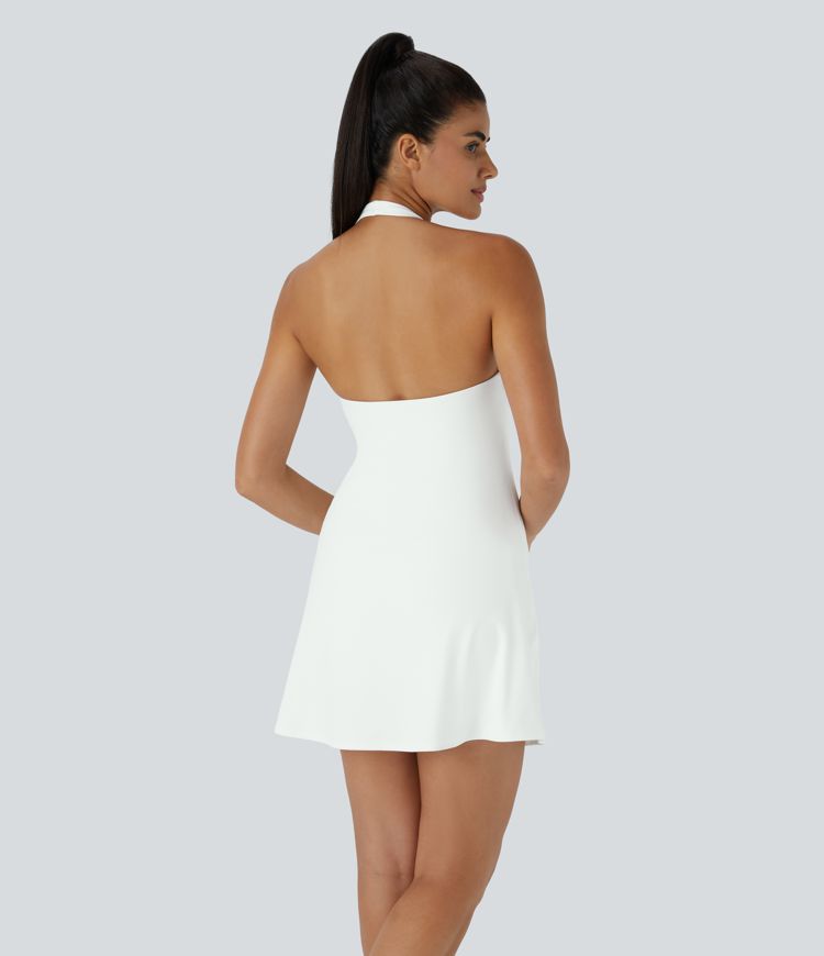 Softlyzero™ Plush Halter Backless 2-in-1 Pocket Mini Slip Active Dress