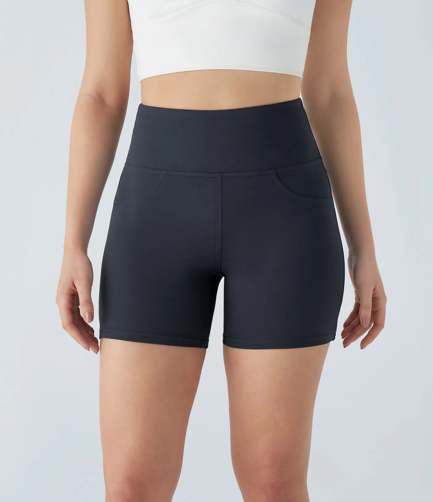 DayStretch High Waisted Pocket Yoga Biker Shorts 5''