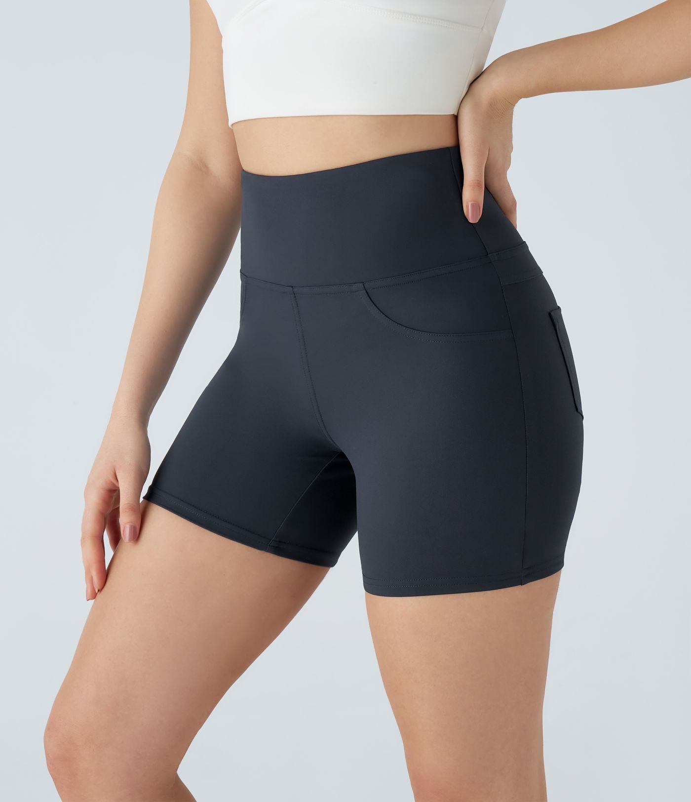 DayStretch High Waisted Pocket Yoga Biker Shorts 5''