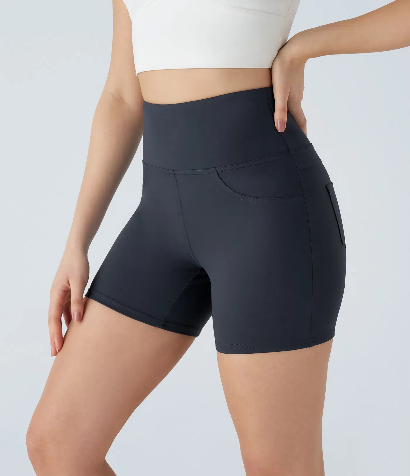 DayStretch High Waisted Pocket Yoga Biker Shorts 5''