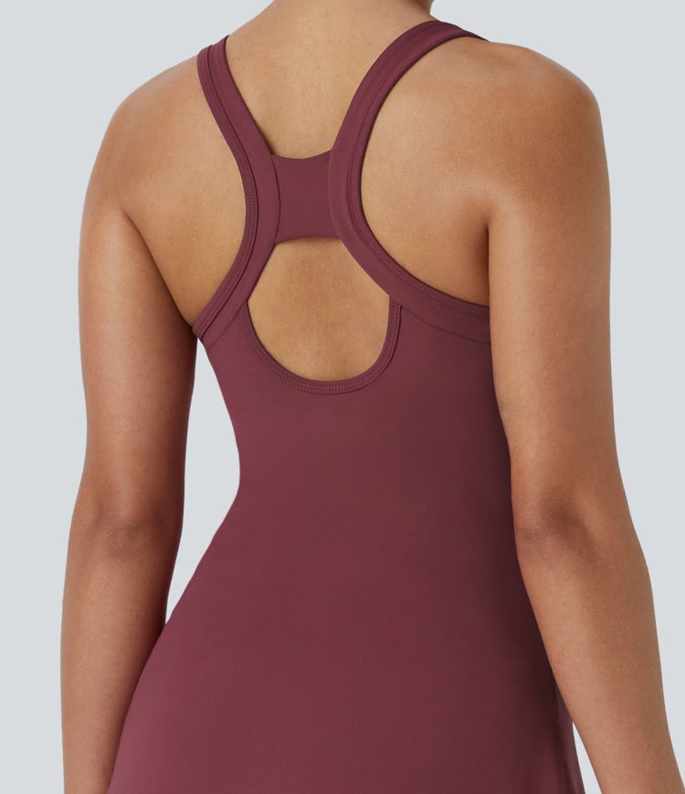 SoftlyZero™ Airy Racerback Cut Out 2-in-1 Pocket Cool Touch Mini Tennis Active Dress-UPF50+