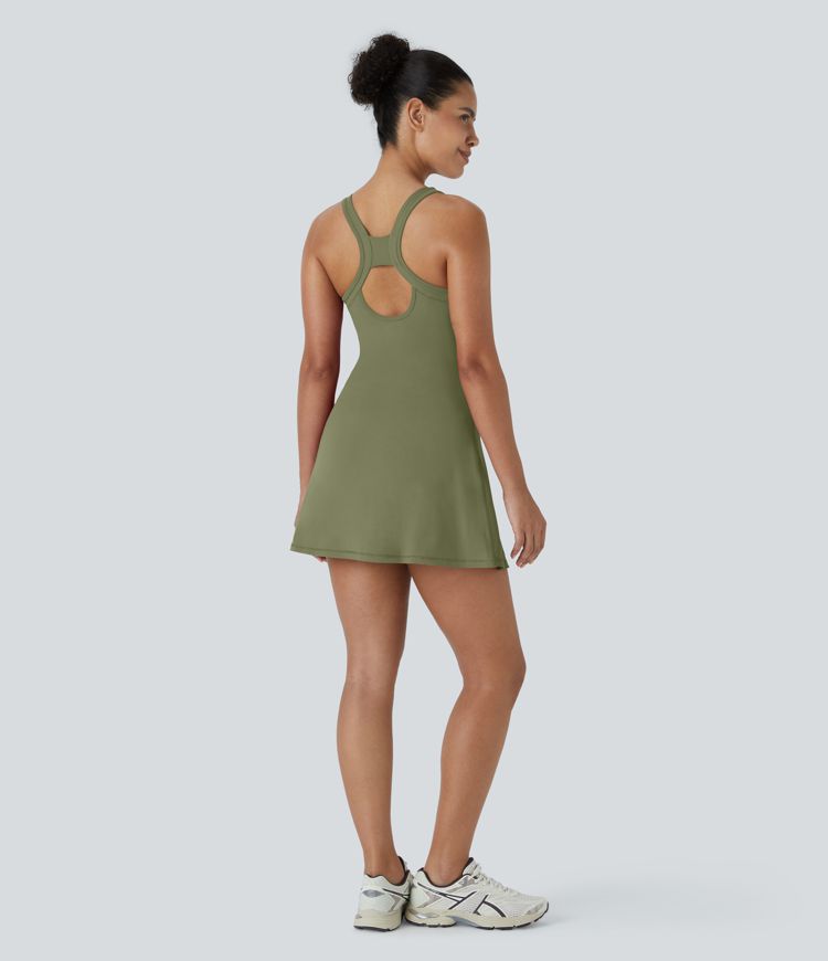 SoftlyZero™ Airy Racerback Cut Out 2-in-1 Pocket Cool Touch Mini Tennis Active Dress-UPF50+