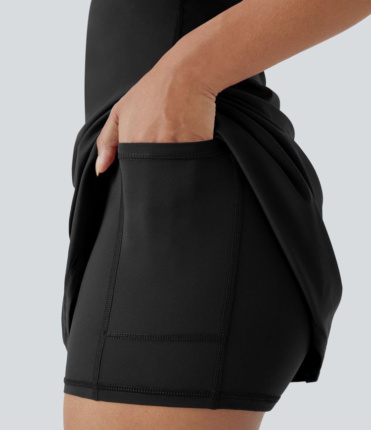 Softlyzero™ Airy Backless Racerback Cut Out 2-in-1 Pocket Cool Touch Mini Tennis Active Dress-UPF50+
