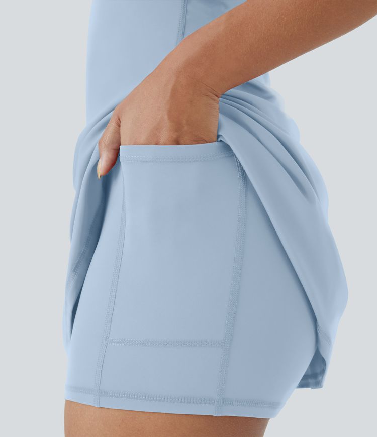 Softlyzero™ Airy Backless Racerback Cutout 2-in-1 Pocket Cool Touch Mini Tennis Active Dress