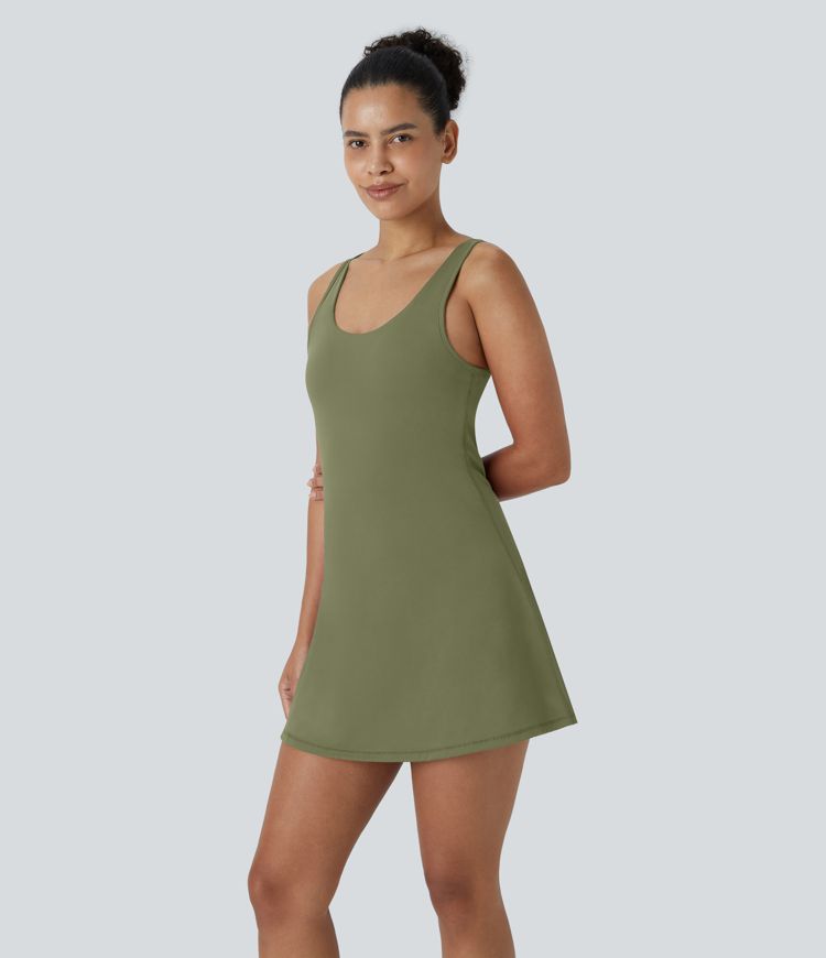 SoftlyZero™ Airy Racerback Cut Out 2-in-1 Pocket Cool Touch Mini Tennis Active Dress-UPF50+