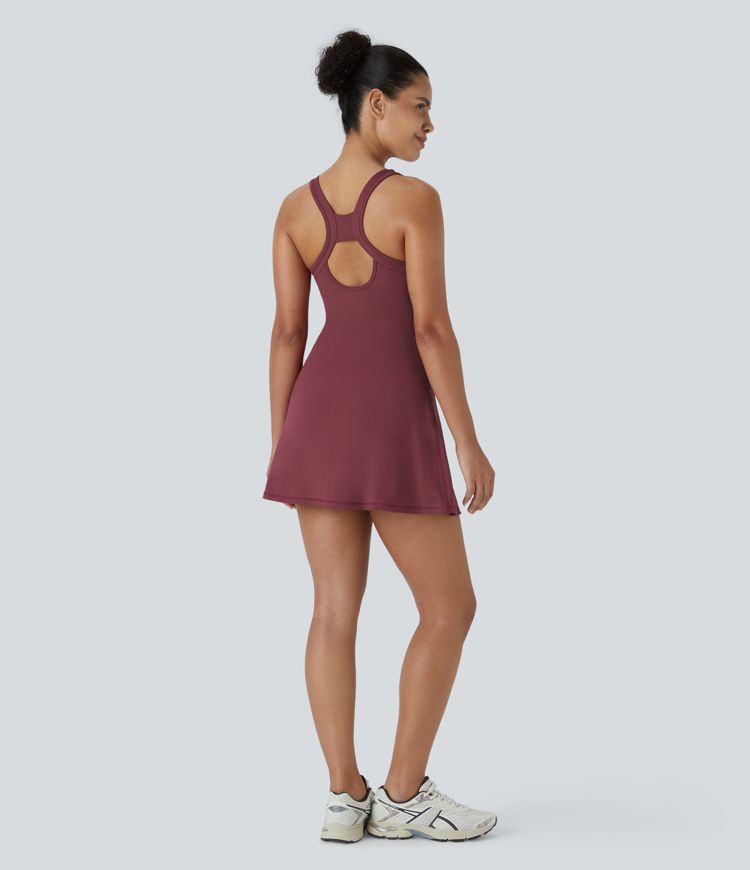 SoftlyZero™ Airy Racerback Cut Out 2-in-1 Pocket Cool Touch Mini Tennis Active Dress-UPF50+