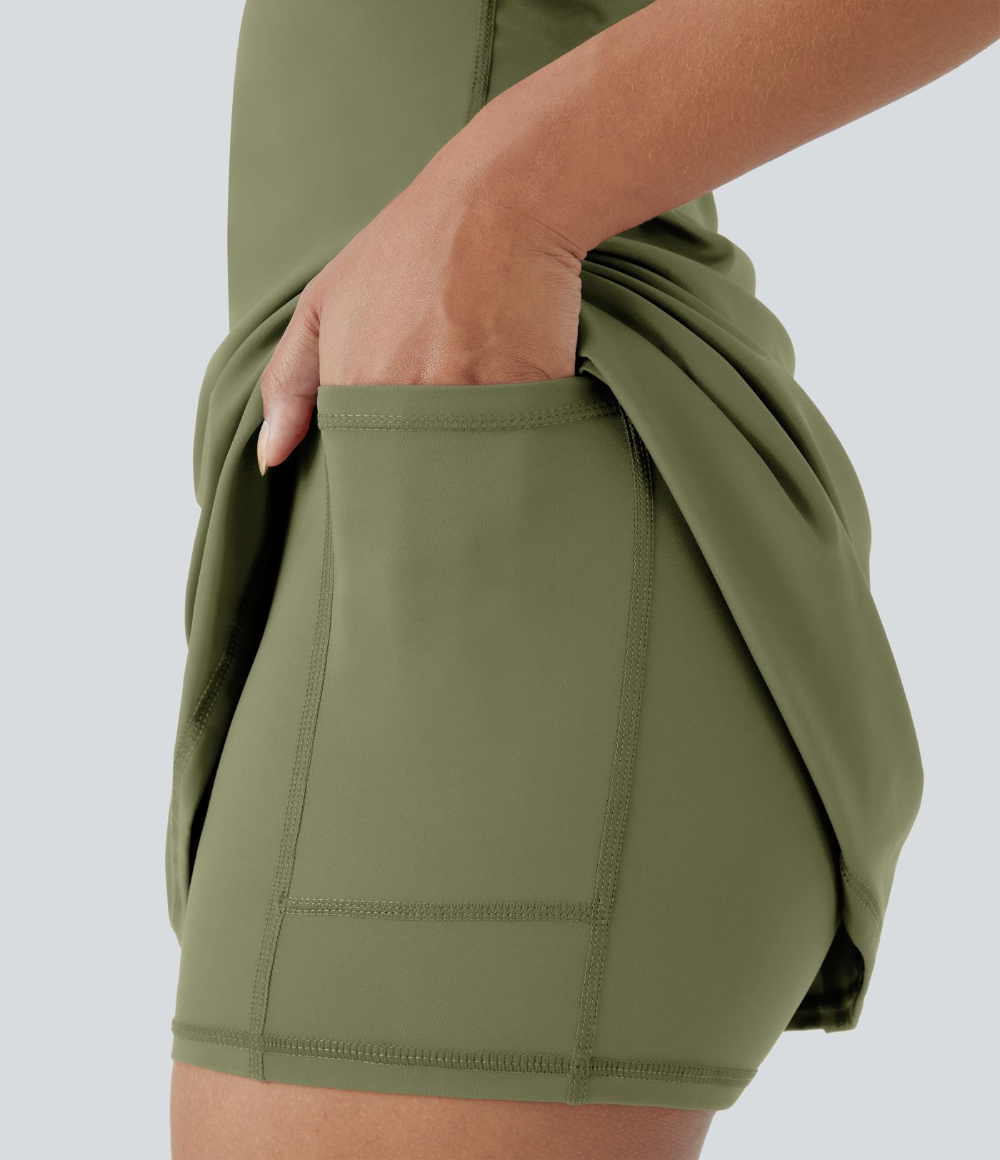 SoftlyZero™ Airy Racerback Cut Out 2-in-1 Pocket Cool Touch Mini Tennis Active Dress-UPF50+