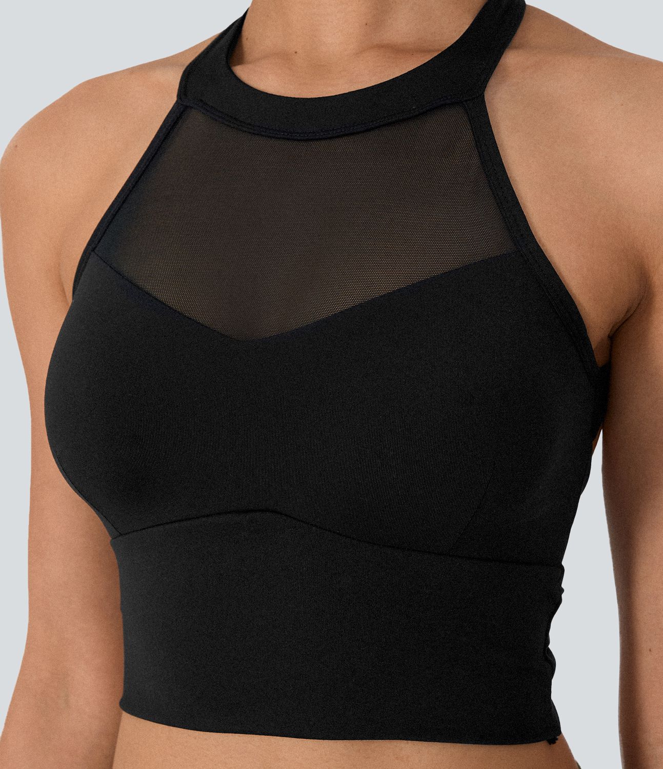 In My Feels Softlyzero™ Airy Rückenfreier, verdrehter Cool-Touch-Sport-BH mit Kontrastnetz, Neckholder und geringer Unterstützung