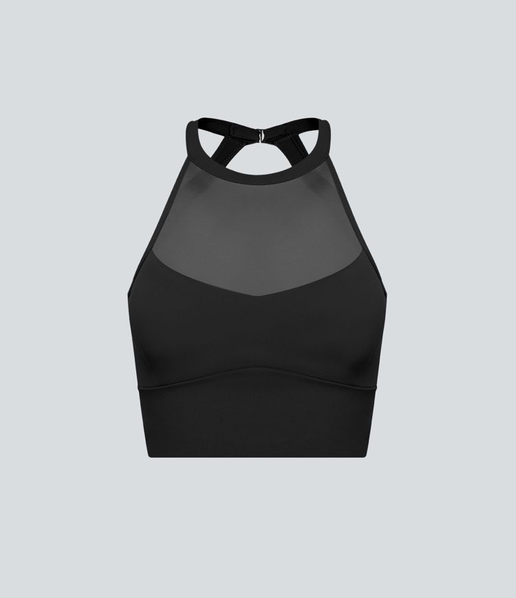 In My Feels Softlyzero™ Airy Rückenfreier, verdrehter Cool-Touch-Sport-BH mit Kontrastnetz, Neckholder und geringer Unterstützung