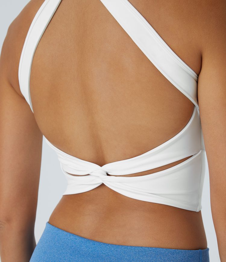 Sujetador Softlyzero™ Airy deportivo sujeción baja cuello halter malla contrastante sin espalda torcido tacto fresco
