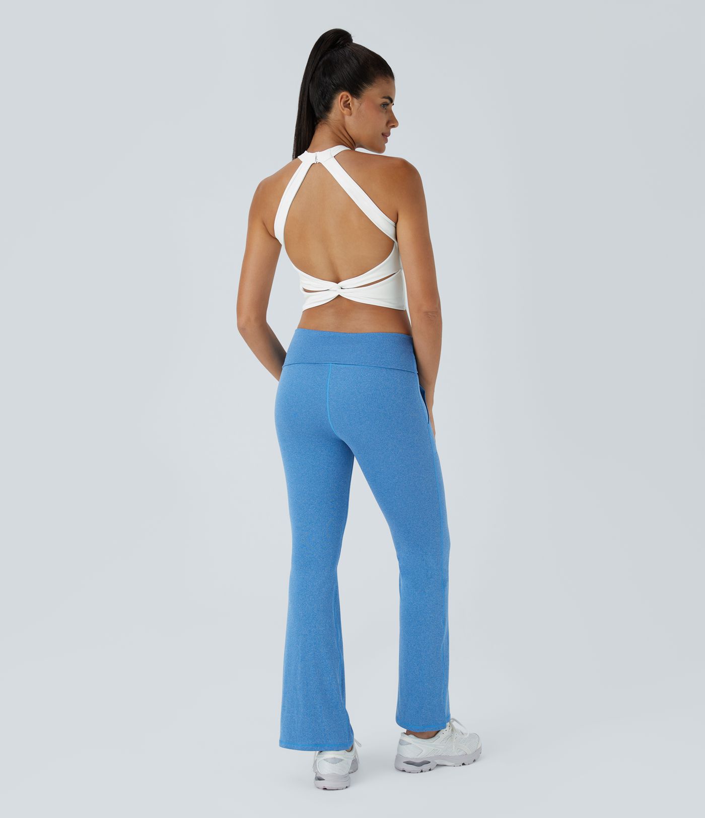 SoftlyZero™ Airy Low Support Halter Neck Contrast Mesh Cool Touch Sports Bra-UPF50+