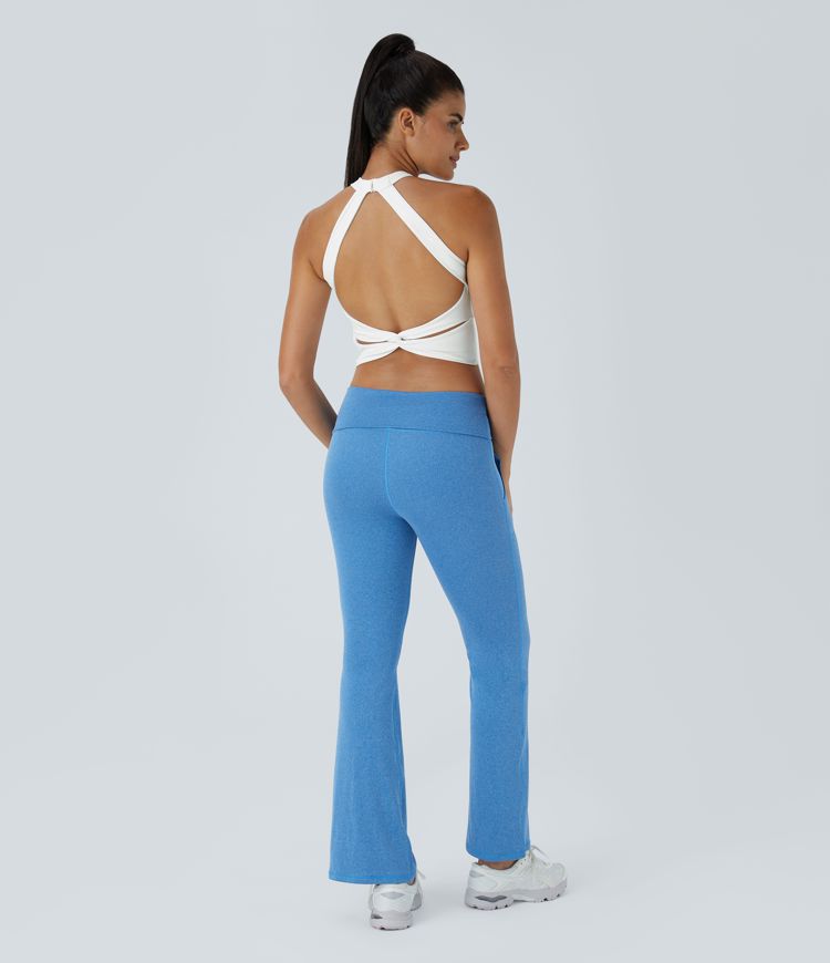 Sujetador Softlyzero™ Airy deportivo sujeción baja cuello halter malla contrastante sin espalda torcido tacto fresco