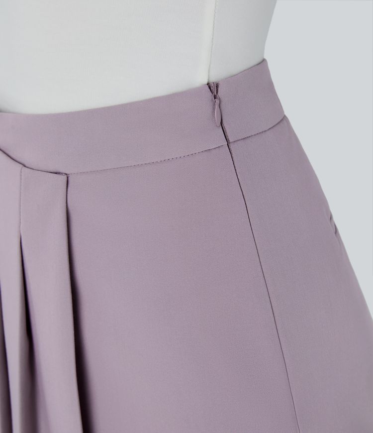 High Waisted Pleated Pocket Casual Shorts