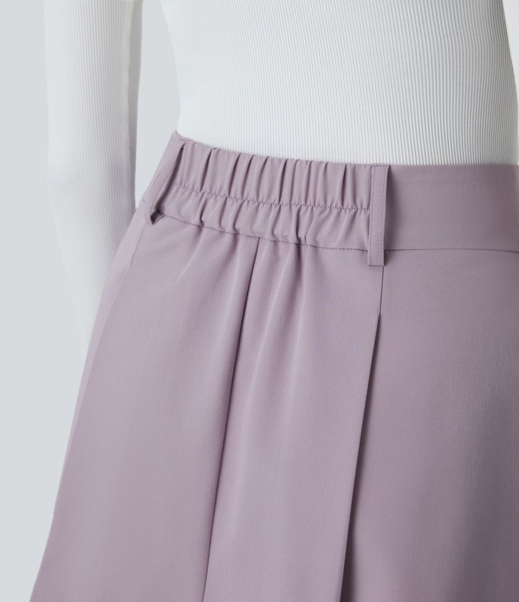 High Waisted Zipper Pocket Pleated Micro Mini Casual Skirt