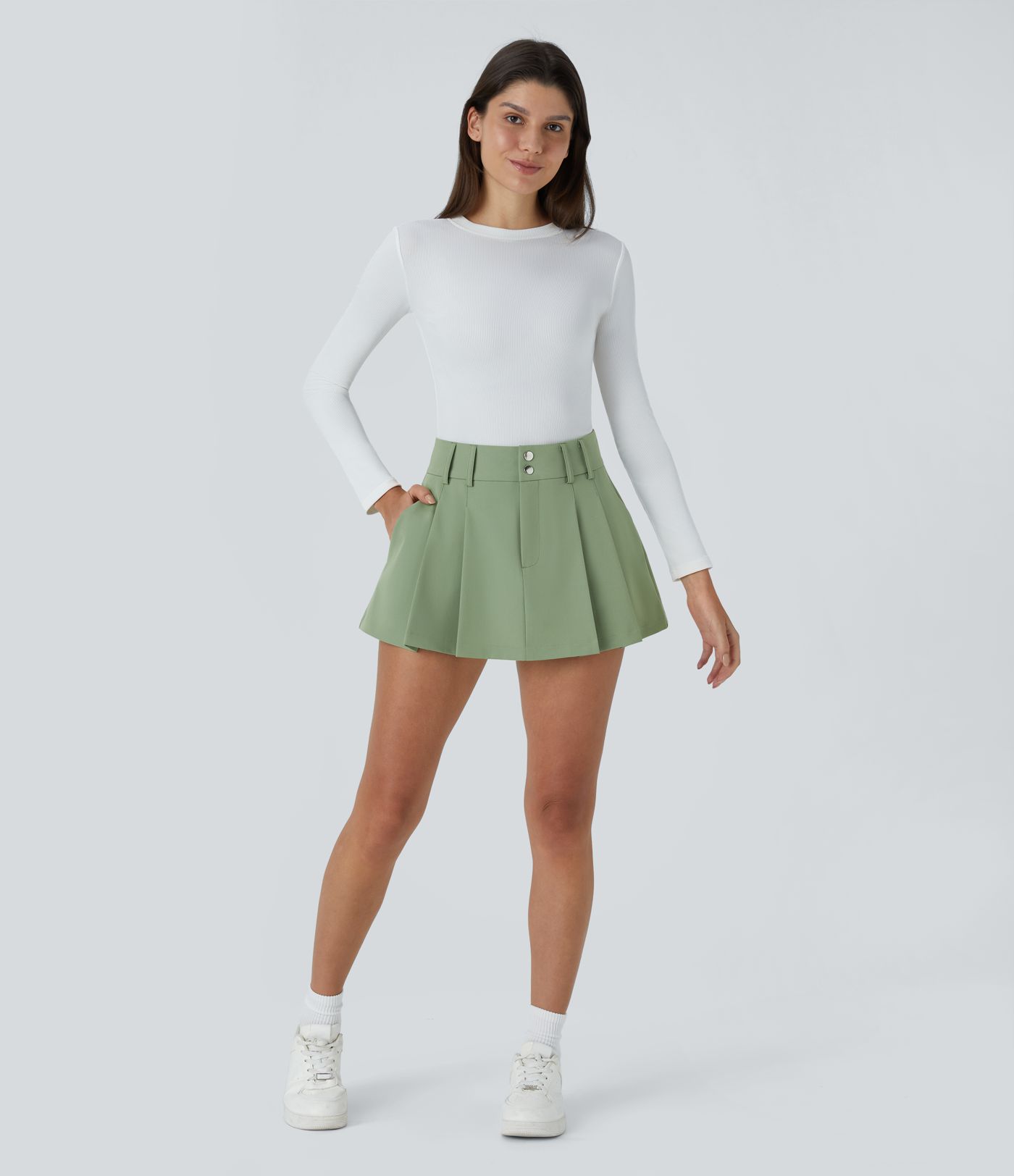 Taillenhoch mit Reißverschlusstasche Geraffte Micro Mini Casual Rock