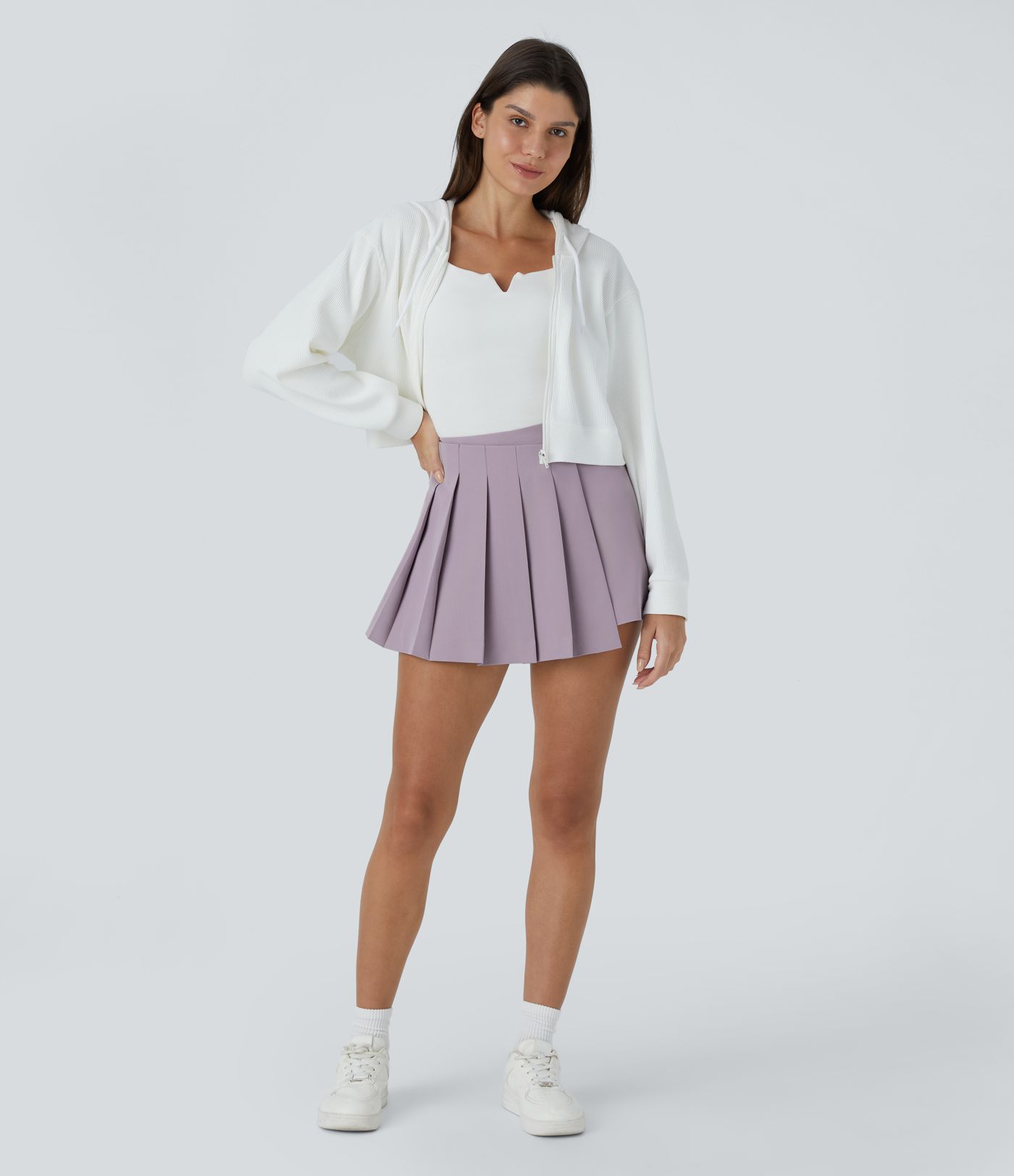 High Waisted Pleated Pocket Casual Shorts