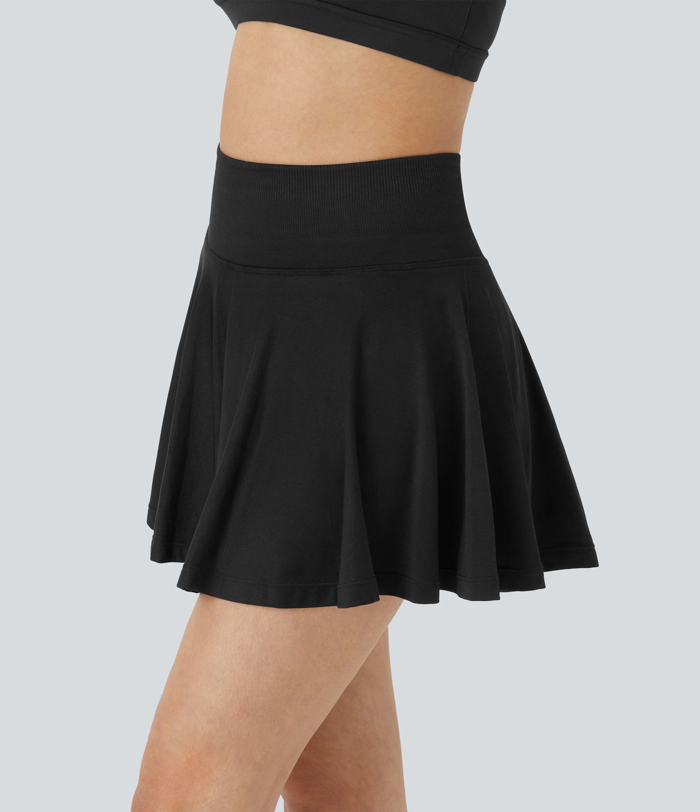 OneForm - Ausgestellter 2-in-1 Yoga-Minirock mit hohem Bund, Seitentaschen und nahtlosem Flow