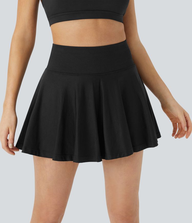 OneForm - Ausgestellter 2-in-1 Yoga-Minirock mit hohem Bund, Seitentaschen und nahtlosem Flow