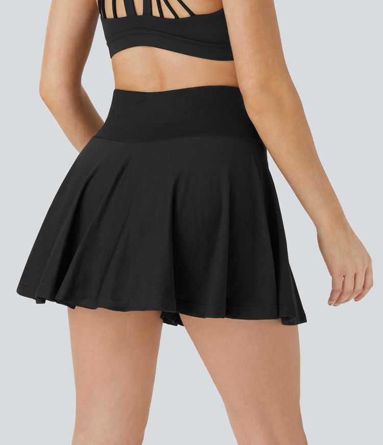 OneForm - Ausgestellter 2-in-1 Yoga-Minirock mit hohem Bund, Seitentaschen und nahtlosem Flow