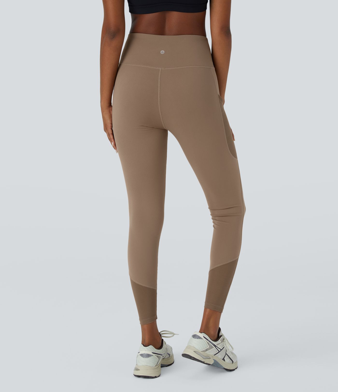 Leggings yoga tiro alto bolsillo cruzado lateral malla contrastante 7/8