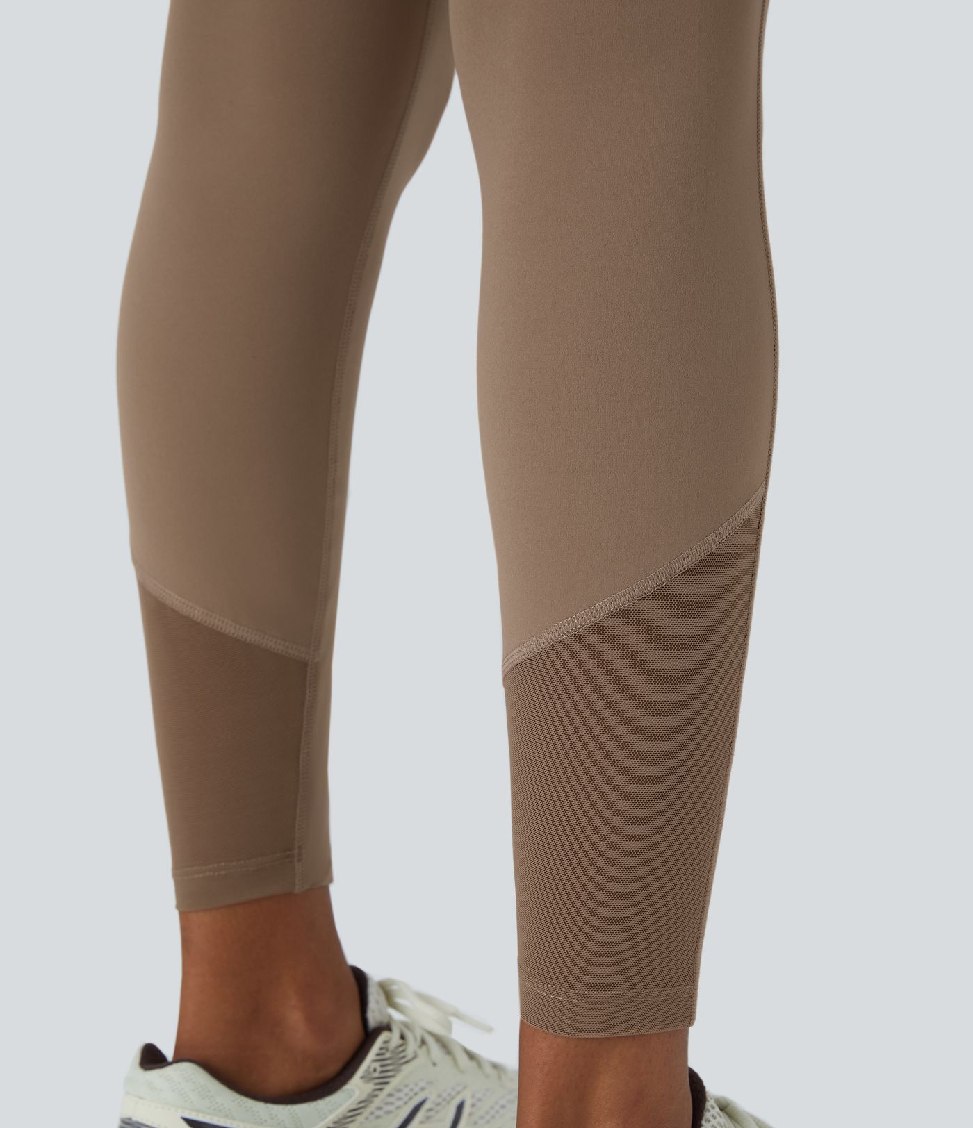 Leggings yoga tiro alto bolsillo cruzado lateral malla contrastante 7/8