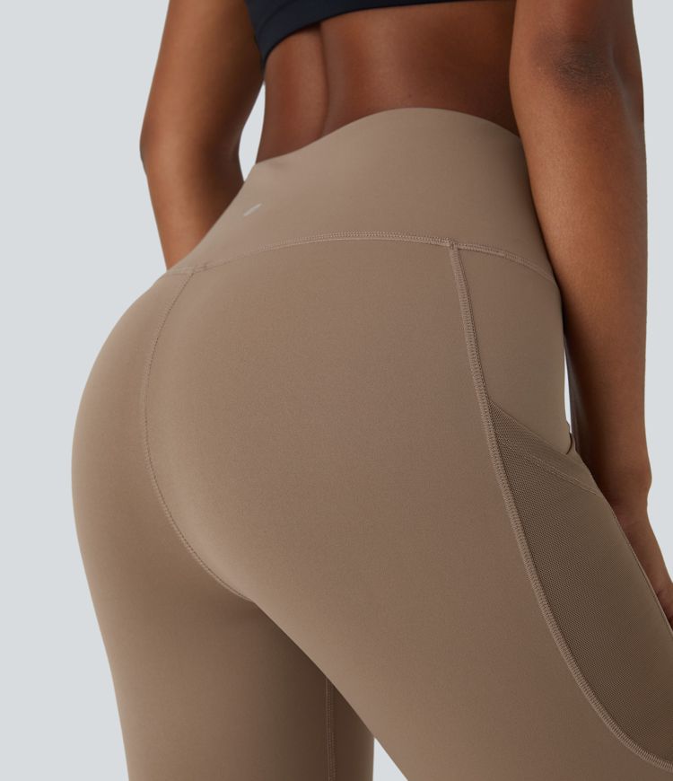 Leggings yoga tiro alto bolsillo cruzado lateral malla contrastante 7/8