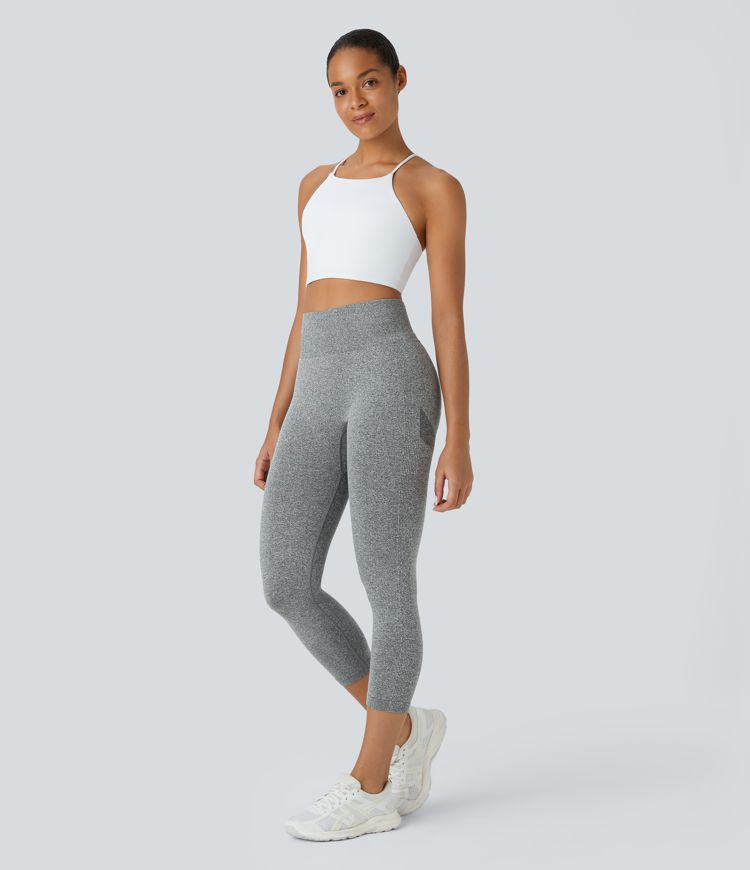 Seamless Flow High Waisted Butt Lifting Ruched Yoga Capri Leggings