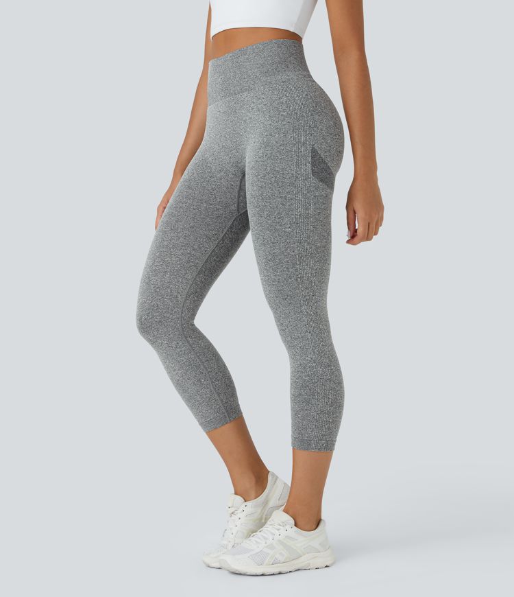 Seamless Flow High Waisted Butt Lifting Ruched Yoga Capri Leggings