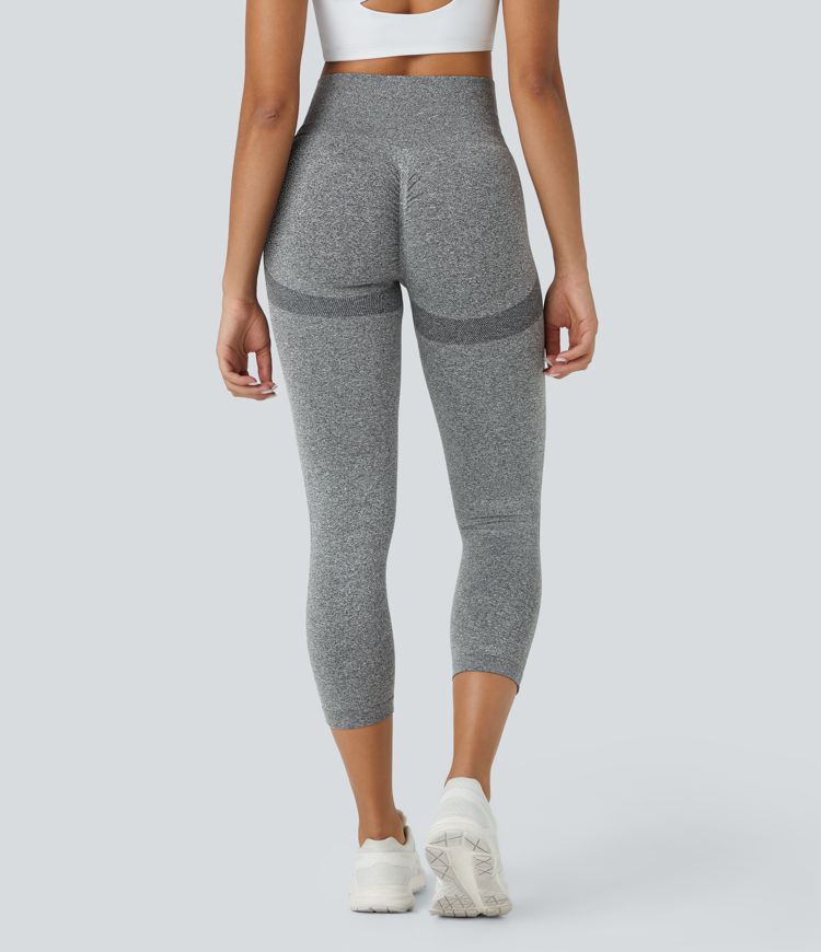 Seamless Flow High Waisted Butt Lifting Ruched Yoga Capri Leggings