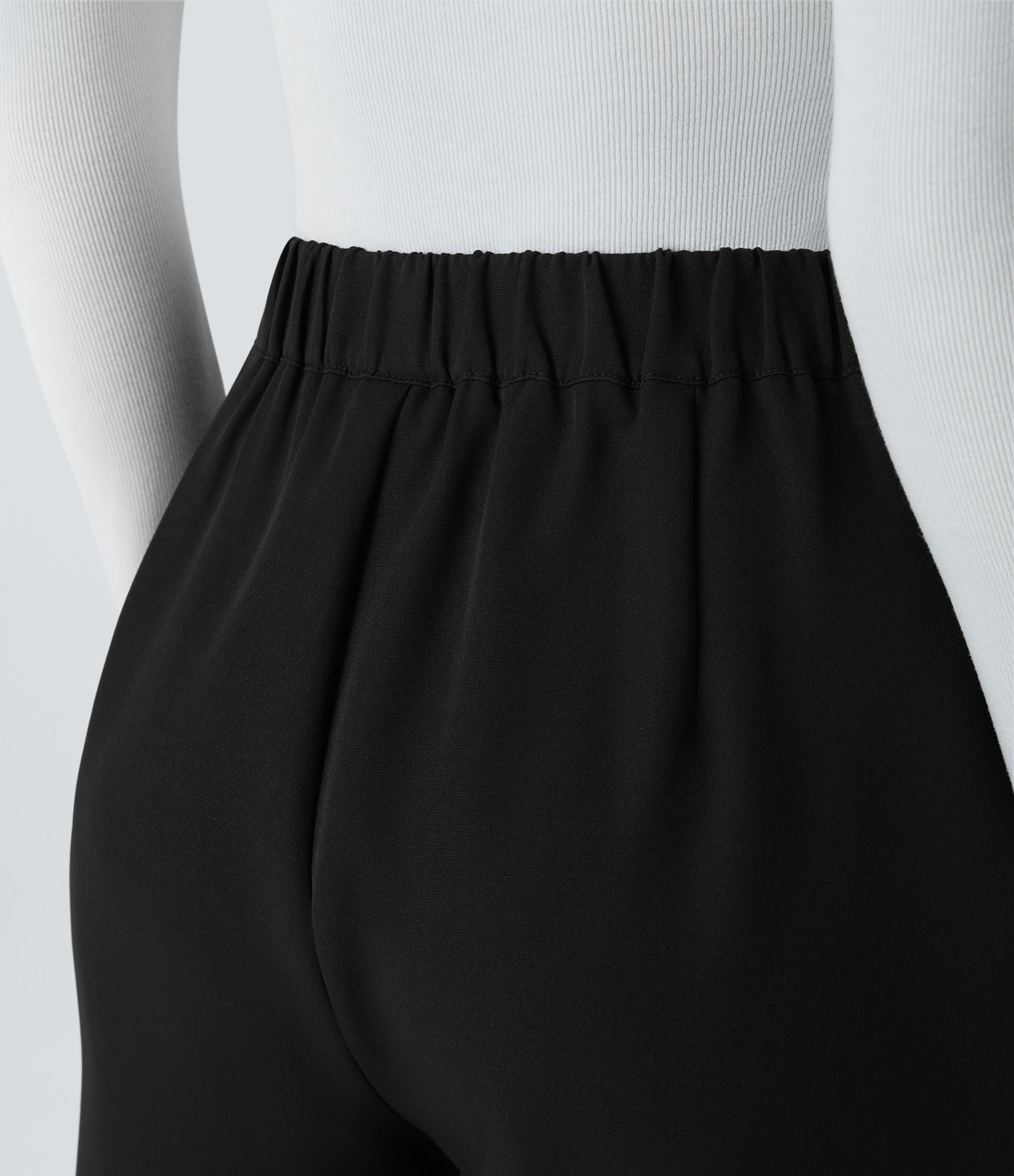 High Waisted Decorative Pocket Wide Leg Work Pants