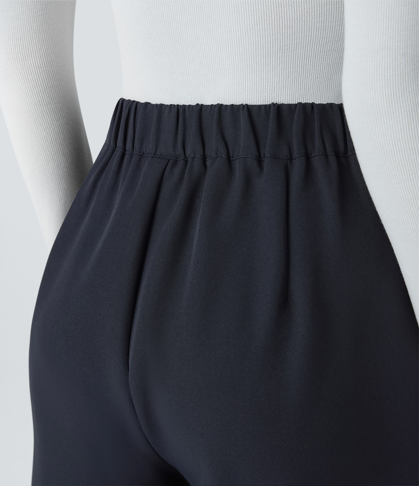 High Waisted Decorative Button Invisible Zipper Side Pocket Wide Leg Work Trousers