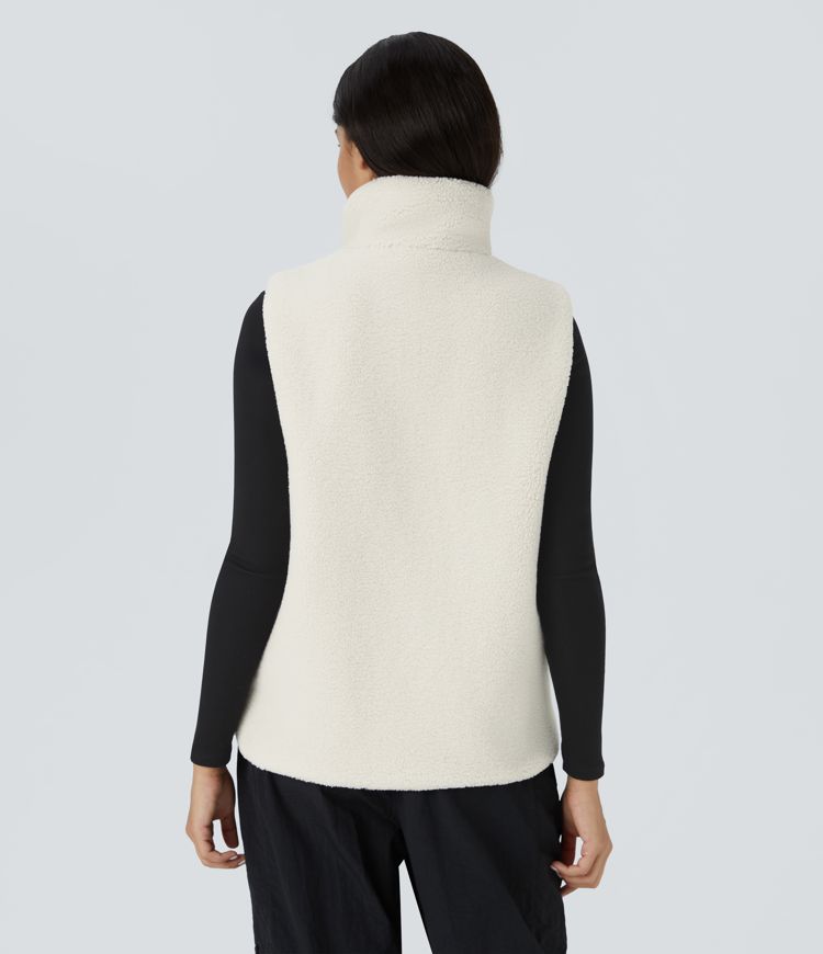 Chaleco sherpa bolsillo lateral cremallera cuello alto