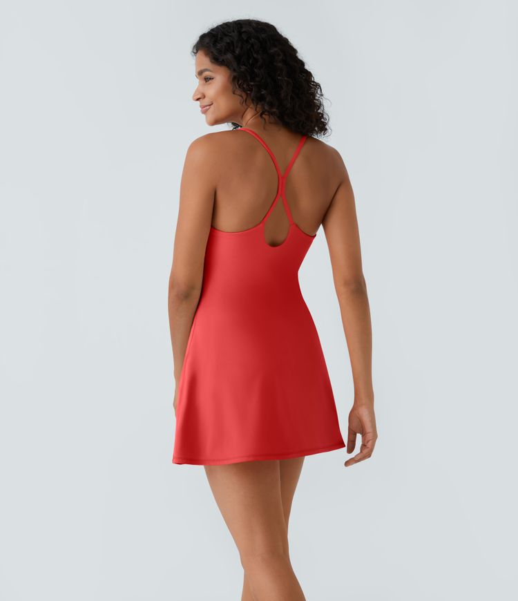 Softlyzero™ Airy Backless Cut Out 2-in-1 Pocket Cool Touch Mini Activity Dress-UPF50+