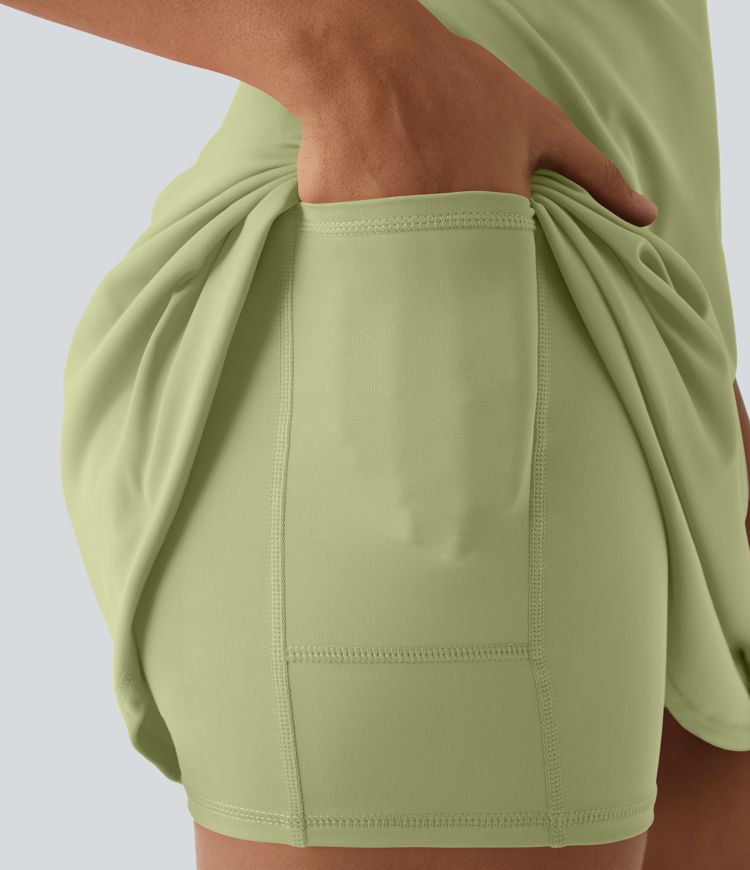 Softlyzero™ Airy, rückenfreies, ausgeschnittenes 2-in-1-Mini-Aktivitätskleid mit Cool Touch-Tasche Softlyzero™ Airy, rückenfreies, ausgeschnittenes 2-in-1-Mini-Aktivitätskleid mit Cool Touch-Tasche