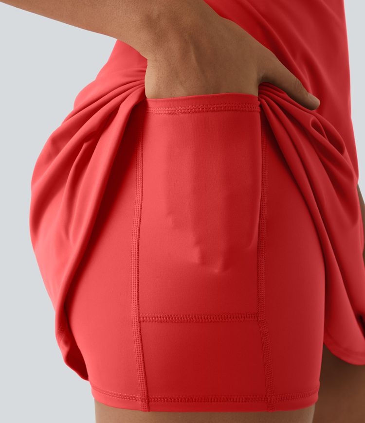 Softlyzero™ Airy Backless Cut Out 2-in-1 Pocket Cool Touch Mini Activity Dress-UPF50+